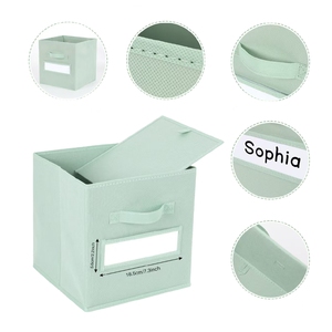 Boîte de rangement pliable en tissu non tissé, bac organisateur multicolore avec poignée et porte-étiquette pour la maison, le placard et la chambre - Product Image 1