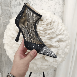 Chaussures à talons hauts Jimmy de haute qualité, classiques, à bout pointu, avec décoration en maille diamantée et dégradé de diamants, élégantes et tendance - Product Image 3