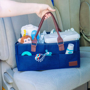 Venta al por mayor precio barato fieltro mamá pañal Caddy organizador hogar cesta fieltro bolsa <span class=keywords><strong>de</strong></span> almacenamiento Baby Shower bolsas con su propio logotipo - Product Image 4
