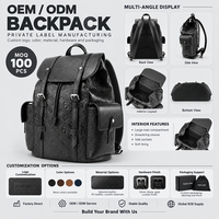 Sac à dos unisexe en cuir PU extensible, personnalisable avec logo, grande capacité, pour voyage, vente en gros OEM ODM, fourni par l'usine