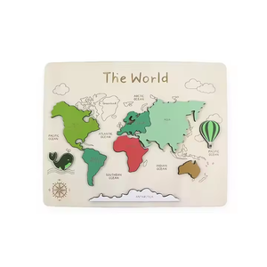 Rompecabezas de Mapa del Mundo de Madera para Niños, Juguete Educativo de Geografí<span class=keywords><strong>a</strong></span> - Product Image 3