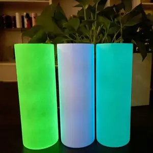 Watersy white 20 oz uv activated sublimation Fluorescent color changing skinny tumblers sunshine cup glow in the dark