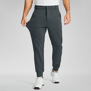 Pantalones de Golf Casuales Ligeros para Hombre con Cintura Elástica Desgastada, Estilo Recto con Frente Plano, Hechos de Spandex/Poliéster - Product Image 1