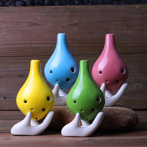 Ocarina en céramique à 6 trous, tonalité Do alto, avec accordage standardisé, instrument de musique ethnique, idéale pour les magasins de musique et les cours de loisirs - Product Image 1