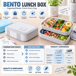 5 <b>Compartment</b> Bento <b>Lunch</b> <b>Box</b> Kids Healthy Eating Food Container - Product Image 1
