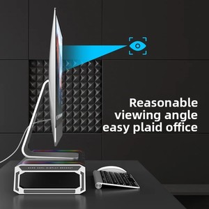 Support de Bureau Multifonctionnel pour Écran d'Ordinateur, Rehausseur Pliable avec Base de Rangement et Support Téléphone, Inclinaison à 90 Degrés - Product Image 4