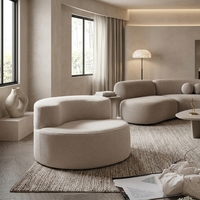Ensemble de canapés d'angle modulaires modernes, forme semi-circulaire, design sans accoudoirs avec dossier divisé, revêtement en tissu, rembourrage en éponge, pour appartement et villa