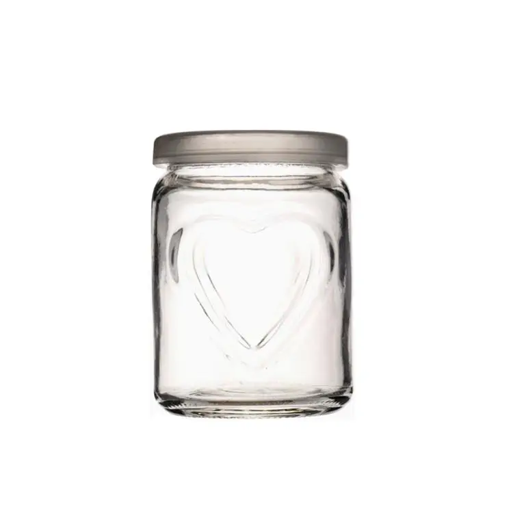 Тисненое Двойное сердце 100 мл 150 мл 200 мл маленькая стеклянная чашка для пудинга/молока/йогурта/джема с полиэтиленовой крышкой оптом