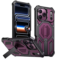 Coque de téléphone légère et fine avec texture blindée, support pliable à 120 degrés, antichoc avec airbag et protection anti-traces de doigts pour iPhone 16 17 18 ProMax