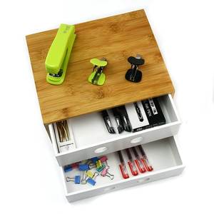 ที่เก็บของขนาดเล็กทำจากไม้ไผ่สามชั้นพร้อมลิ้นชัก2อันสำหรับสำนักงานและห้องนอน - Product Image 3