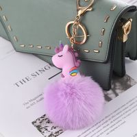 Nouvelle boule de fourrure cheval porte-clés pompon lapin boule de fourrure porte-clés moelleux voiture pendentif sac breloque cadeau peluche fourrure porte-clés