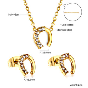 Conjunto de Joyería de Acero Inoxidable para Mujer, Collar y Aretes con Colgante de Estrella, Corona y Corazón con Circonita, Cadena para Clavícula, Conjunto de Moda para Fiesta - Product Image 4