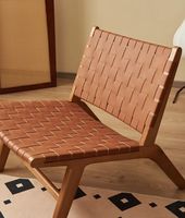 Fauteuil en cuir tressé de style scandinave minimaliste - Super confortable pour les salons, les balcons, les hôtels, les cafés, les salles à manger