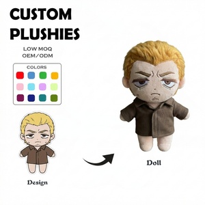 Fabricante de Peluches Personalizados de Alta Calidad, Muñeco de Peluche con Rostro de Niño de Dibujos Animados con Abrigo Marrón, Mercancía de Celebridades, Osos de Peluche Personalizados - Product Image 1