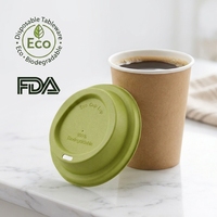 Couvre-tasse à café en bagasse écologique moulé, en fibre renouvelable, biodégradable, compostable, anti-fuite, réutilisable, sans BPA, avec paille