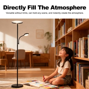 Nhà Máy Thẩm Mỹ Thông Minh Dài Màu Đen Phòng Ngủ Thay Đổi Độ Sáng Đứng Phòng Khách Bắc Âu Sang Trọng LED Hiện Đại Đèn Sàn - Product Image 6