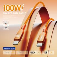 Kabel Data Pengisian Cepat USB-C ke USB-C YooKiE CB105 100W dari Bahan Paduan Seng & Nilon Terjalin, PD 1M untuk Power Bank, Komputer, Smart Watch