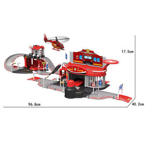 Jouet de stationnement avec station de feu, ensemble de pièces, avec 2 poupées, 2 voitures, 1 avion, 1 moto - Product Image 1