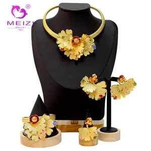 MEIZI Jewelry Newest Exquisite 18K Gold Jewelry Set For For Dubai Women's Wedding Accessories Banquet Dating Jewelry