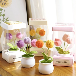 Macetas <span class=keywords><strong>de</strong></span> Tulipanes Hechas a Mano con Ganchillo, Flores Artificiales <span class=keywords><strong>de</strong></span> Hilo, Set <span class=keywords><strong>de</strong></span> Regalo <span class=keywords><strong>para</strong></span> el Día del Maestro - Product Image 4