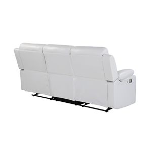 White Faux Leather Square Tufted <b>Modern</b> Reclining <b>Sofa</b> Set with LED Lights - Product Image 2