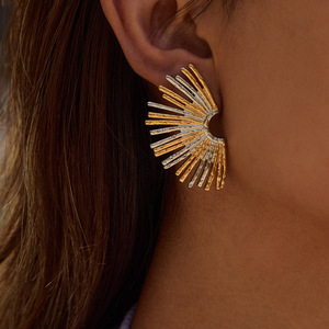 <b>Cuff</b> <b>Earrings</b> Sector Geometric Gold Silver Color Block Party Fashion Jewelry - Product Image 3