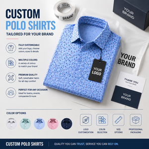 Polos de Golf Personalizados para Hombre, Color Azul Claro, Diseño de Microestrellas, Manga Corta, Marca Privada, Fabricante OEM ODM - Product Image 4
