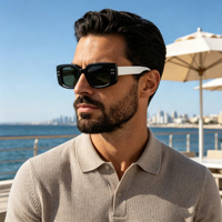 Lunettes de soleil rectangulaires modernes faites à la main en acétate, monture fine, verres UV400 avec rivets tendance, logo personnalisé, style vintage pour homme