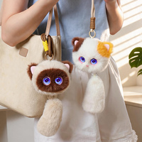 Pendentif chat en peluche interactif à commande vocale IA, contrôle par application Tuya, yeux LED expressifs, queue détachable, porte-clés