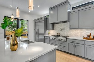 Prima Customizable Modern Modular Kitchen <strong>Cabinet</strong> <strong>Curved</strong> Island Platform Shaker Stainless Steel Sink <strong>Glass</strong> Solid for Villas - Product Image 6