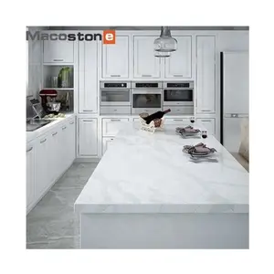 China Calacatta Laza White quartz stone laminate prefabricated countertop for kitchen with wholesale price