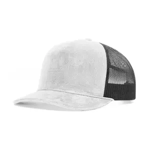 Casquette en maille incurvée personnalisée Casquette de camionneur Snapback en coton et velours Casquette de sport à 5 panneaux pour hommes