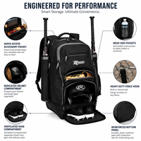 Sac à dos de baseball personnalisé avec logo, porte-bâtons, compartiment pour casque et chaussures, fermeture éclair, sac de sport portable, fabricant OEM