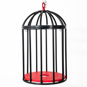 Cage de confinement ronde en acier au carbone BANSEY avec menottes, mobilier de bondage pour adultes. - Product Image 4