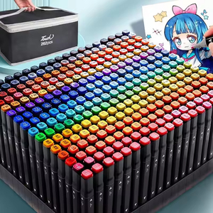 Ensemble de marqueurs double pointe aux couleurs variées, pointe huileuse, marqueurs à base d'<span class=keywords><strong>alcool</strong></span> pour le <span class=keywords><strong>dessin</strong></span> <span class=keywords><strong>manga</strong></span>, fournitures artistiques scolaires - Product Image 4