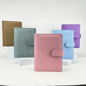 Mới không có moq da 6 Vòng chất kết dính A6 Ví kế hoạch máy tính xách tay bìa ánh sáng đá phiến màu xám Lichi Pebble chất kết dính túi ví tổ chức - Product Image 2