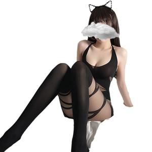 ชุดชั้นในเซ็กซี่เปิดเป้า ถุงน่องสีดำ ยั่วยวน ฉีกขาดได้ ชุดนอนเต็มตัว ไซส์ใหญ่ สำหรับผู้หญิง กระตุ้นอารมณ์ ดึงดูดใจ รับผลิตแบบ ODM - Product Image 5