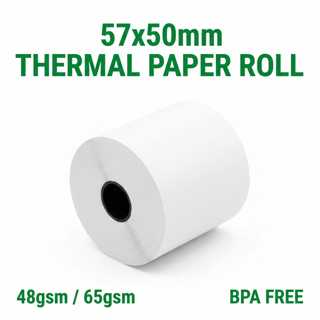 BPA Free 80x80mm 57x50mm Single Layer Thermal Paper Roll 65gsm for POS ATM Cash Register Receipt Printer