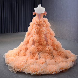 Robe de soirée 2023 en tulle rose, épaules dénudées, longueur ras du sol, décolleté cœur, à volants, pour femme, occasions formelles Rsm231109 - Product Image 6