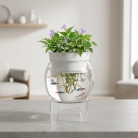 Vase en plastique PET transparent incassable KAJI modèle 8821, aquarium écologique créatif pour plantes hydroponiques, support de bureau