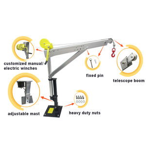 Mini grúa plegable de aleación de aluminio, 100Kg-500kg, elevador de equipos agrícolas con rodamiento para mantenimiento de maquinaria agrícola - Product Image 2