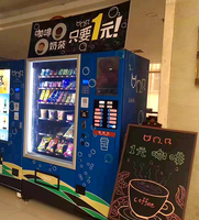Koffiezetapparaat met gekoelde en kamertemperatuur verse fruitsalades en dranken, express bezorging