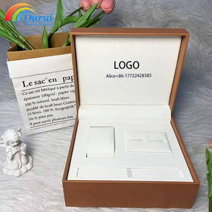 Coffret Cadeau Luxe en Cuir PU Marron Personnalisable avec Logo pour Montre, Stylo et Boutons de Manchette, Boîte à Rabat avec Insert en Cuir, Vente Directe Usine - Product Image 6