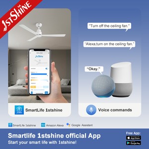 1stshine Ventilador de Techo Plástico Blanco Alto Flujo de Aire 52 Pulgadas Smart APP Control Ventilador de Techo Sin Luz - Product Image 6