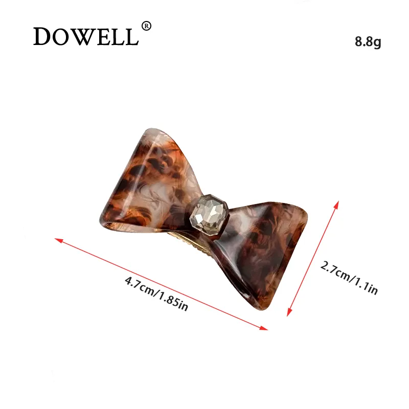 Dowell Korean Style Bow Shape Inlaid Rhinestones Elegant Acetate Hair Roop