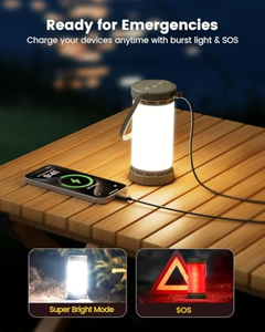 ไฟแคมป์ปิ้งกันน้ำ IP68 รุ่นใหม่ ไฟ LED 106 ดวง สำหรับกิจกรรมกลางแจ้ง ชาร์จไฟได้ แบตเตอรี่ 5000mAh ให้ความสว่าง 1200LM เหมาะสำหรับการเดินป่าและตั้งแคมป์ - Product Image 5
