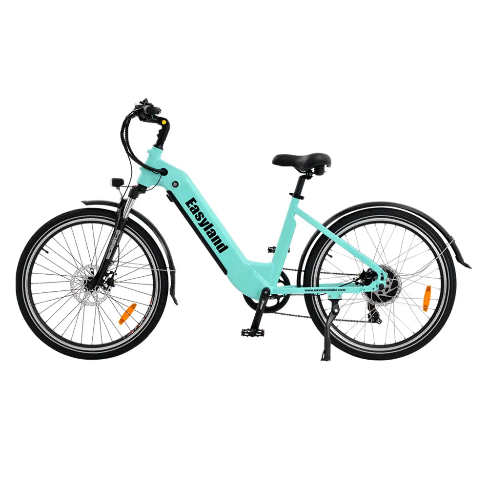 Wholesale City Elektro fahrrad Schritt durch Hybrid fahrrad Mtb 500W Hinterrad fahren 26 Zoll mit Gepäckträger für Frau