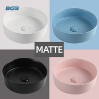 Lavabo de salle de bain moderne en béton de forme ronde, coloré, luxueux, écologique, avec drain, capacité de 9 L