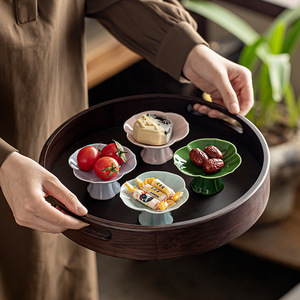 Round Bamboo <b>Tea</b> Tray Double Handles For Kung Fu <b>Tea</b> <b>Sets</b> Serving And Storing <b>Tea</b> Snacks Afternoon <b>Tea</b> Use - Product Image 2