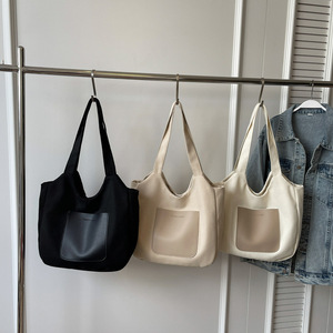 Fashion Hand Carry <b>Bag</b> Urban Minimalist Commute Single Shoulder Tote <b>Large</b> Capacity Student <b>Canvas</b> <b>Bag</b> - Product Image 6